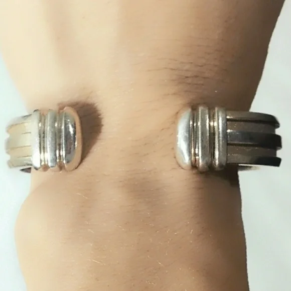 Vintage Art Deco Sterling Silver Heavy Cuff Bracelet - Picture 3 of 7